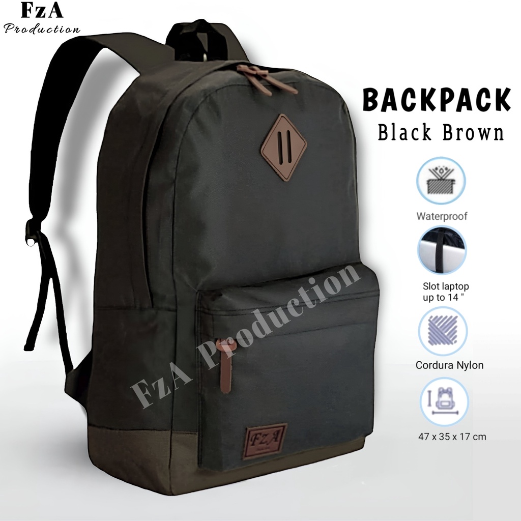 Tas Ransel Punggung Distro Casual Pria Wanita / Tas Ransel Laptop Original - FzA Gratis Jam Tangan Sport