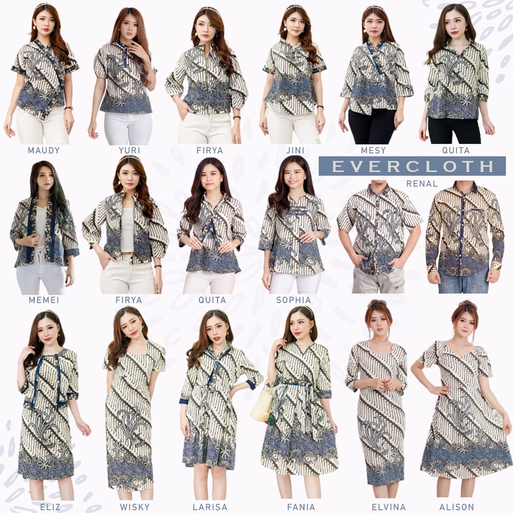 Evercloth Alison Dress Batik Wanita Sabrina Dress Wanita Batik Modern Gaun Pesta Aline Terusan