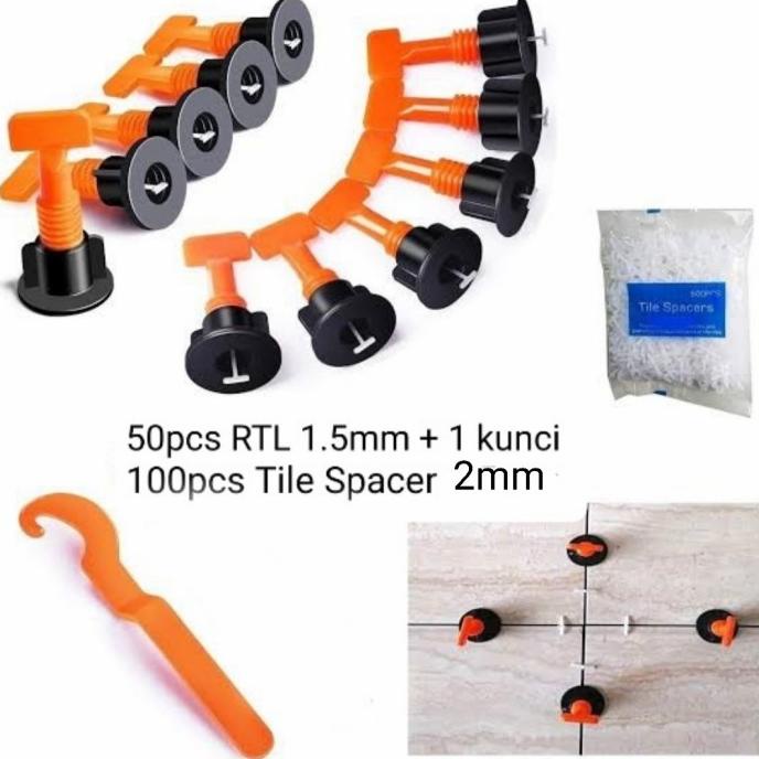 Reuseable Tile Leveling 1.5mm + Tile spacer 2mm - alat perata keramik