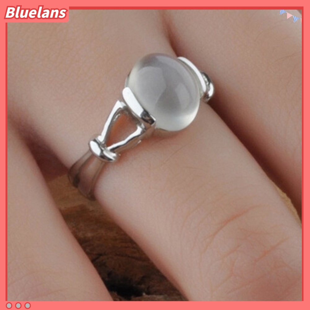 Bluelans Vintage Moonstone Inlaid Finger Ring Women Wedding Jewelry Valentine Day Gift