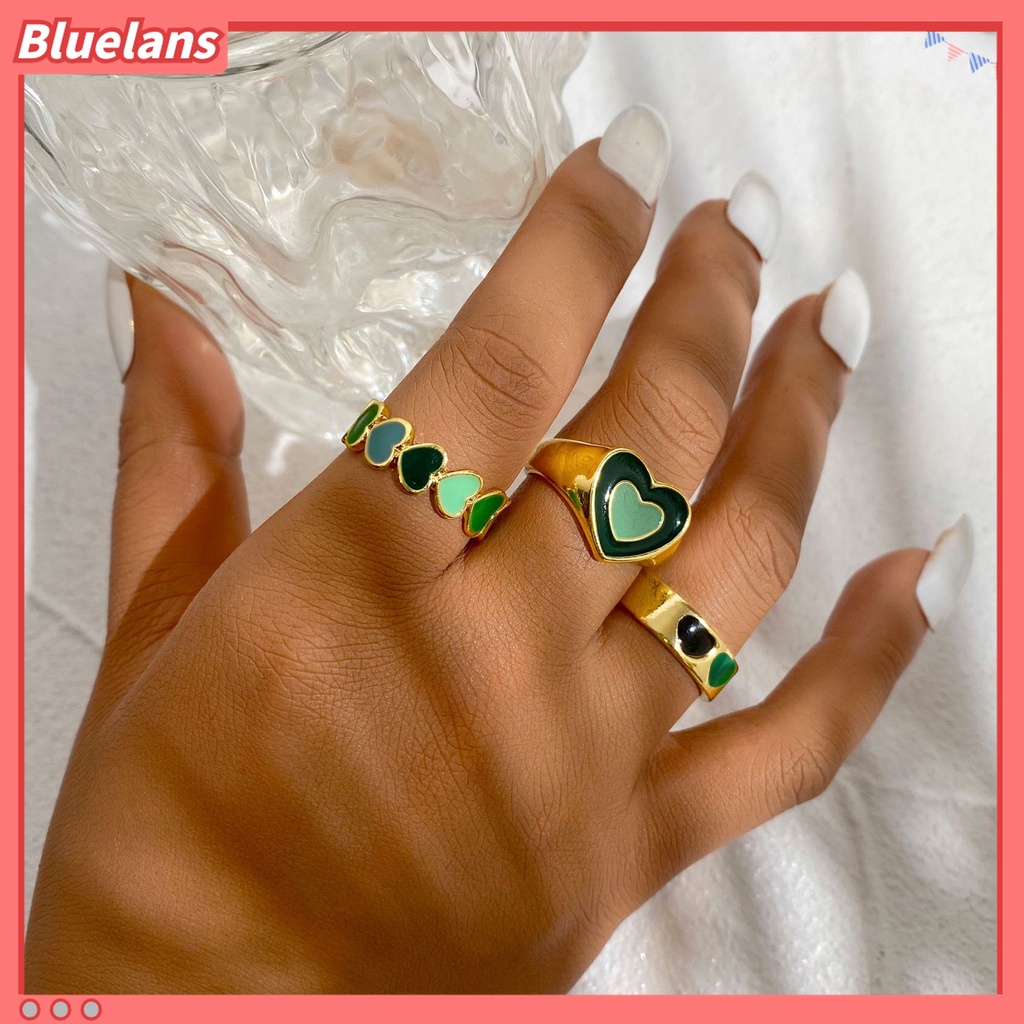 1 Set Cincin Knuckle Stackable Bentuk Hati Untuk Wanita