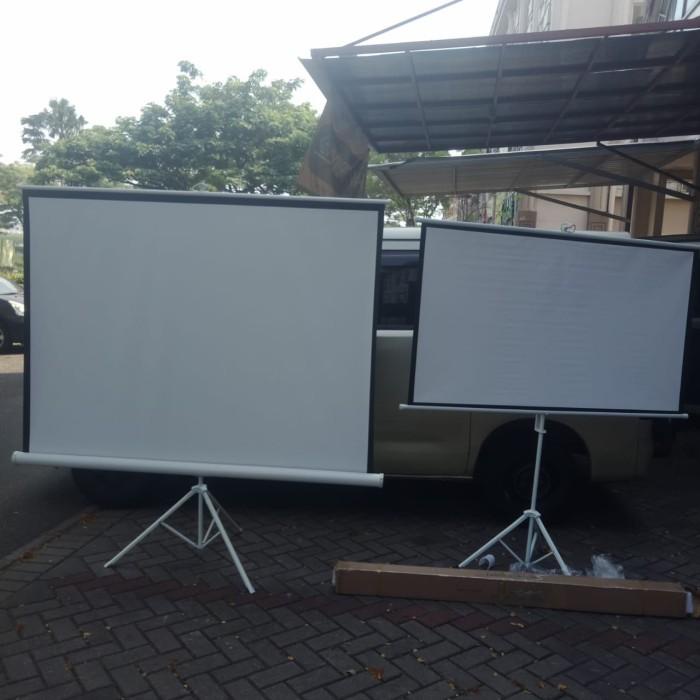 Layar proyektor tripod 70"