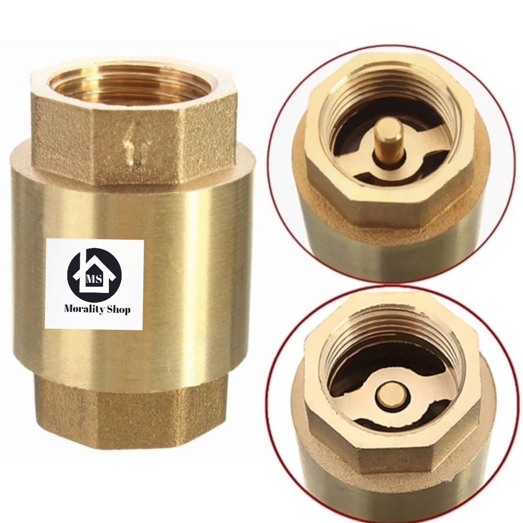 Tusen Klep Kuningan 1/2 inch 3/4 inch - Brass Check Valve Katup Klep Check Foot Valve