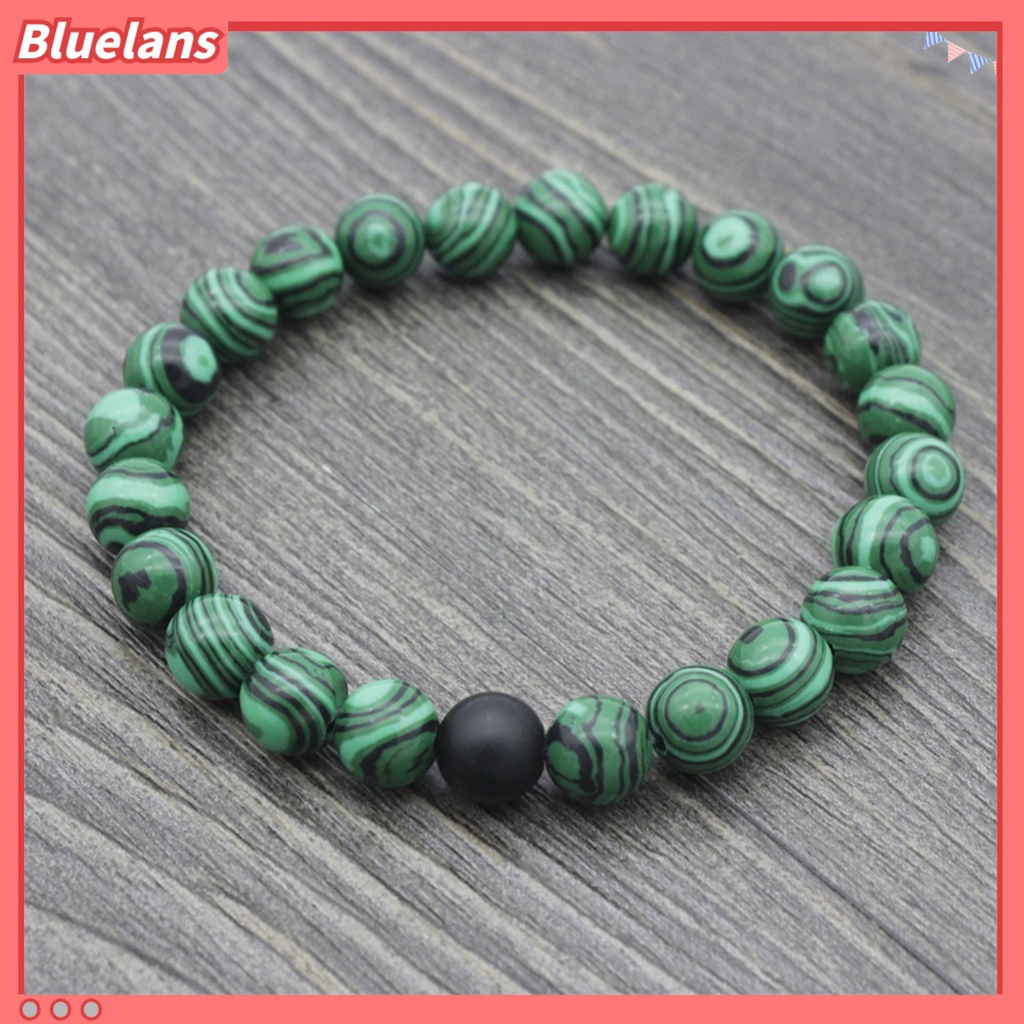 Bluelans 1pc / 2pcs Gelang Batu Malachite Pumice Imitasi Ukuran 8mm Untuk Pasangan