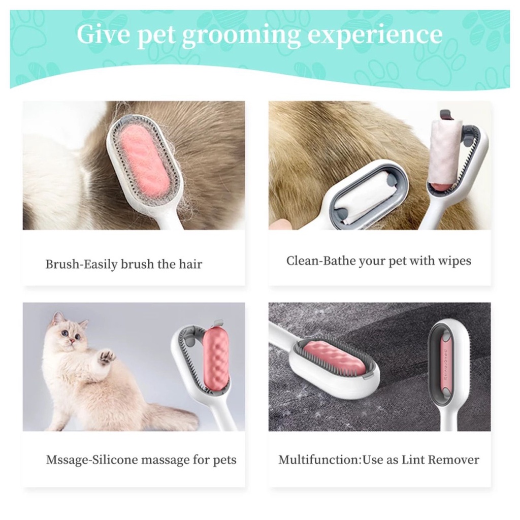 Sisir Rambut Bulu Kucing Anjing Hewan Peliharaan Sikat Penghilang Bulu Kusut Keriting Rambut Panjang Pendek Perawatan Rambut