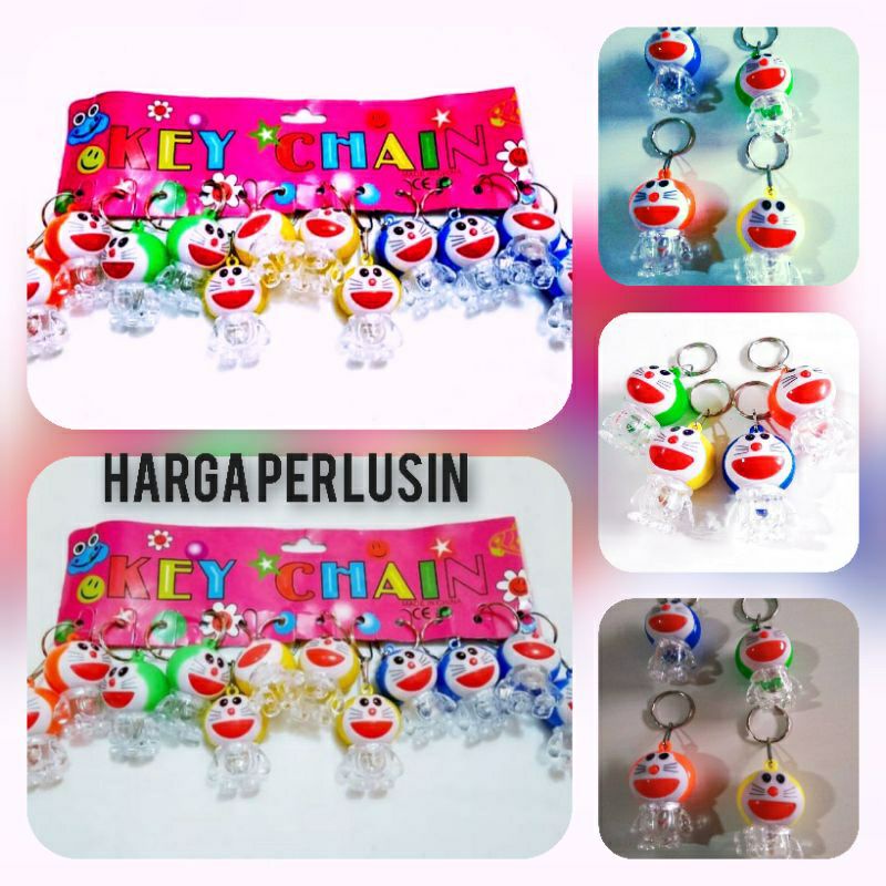 [ 1 Lusin / 12 Pcs ] Gantungan Kunci DORAEMON LED NYALA / GANCI LED NYALA IMPORT