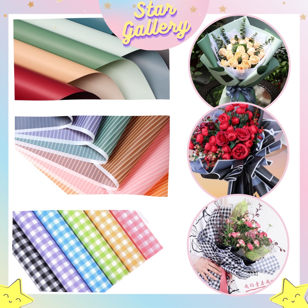 

Kertas Bunga Buket Motif Gingham Garis Polos Warna Flower Wrapping Paper Cellophane Kertas Buket Florist 6001 - 6003
