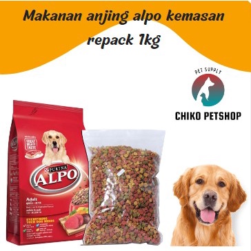 Makanan anjing ALPO kemasan repack 1kg | makanan anjing 1 kg