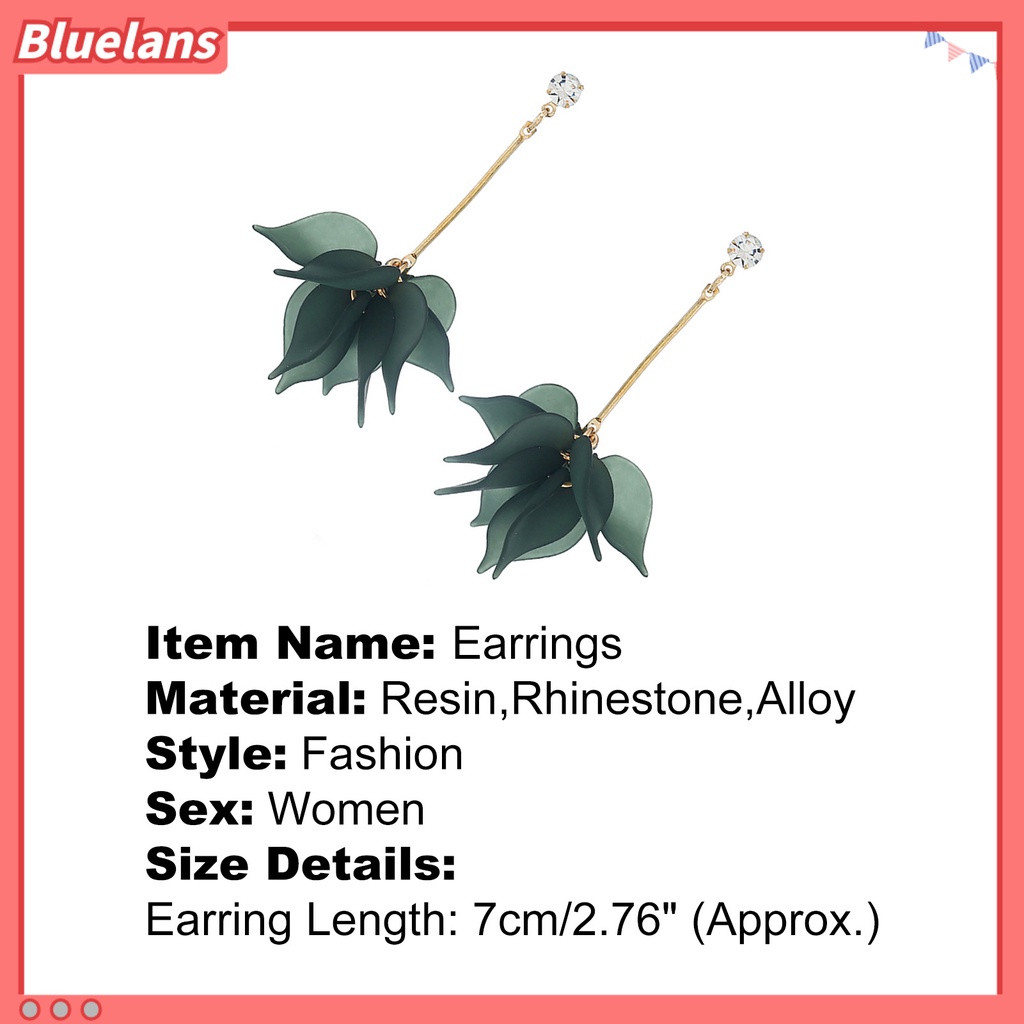 Bluelans 1Pair Drop Earrings Flower Petals Pendant Ear Decoration Alloy Women Long Dangle Earrings Party