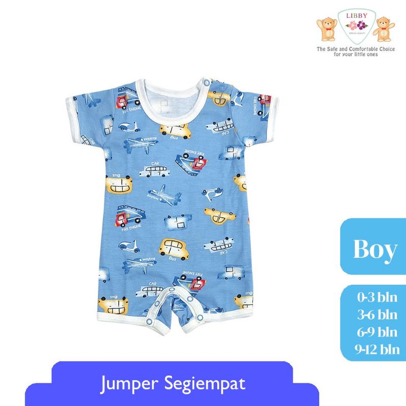 1 PCS LIBBY ROMPER PREMIUM / JUMPER LIBBY PENDEK SEGIEMPAT USIA 0-12 BULAN