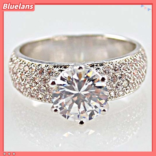Cincin Lapis Silver Dengan Batu Zircon Imitasi Untuk Wanita