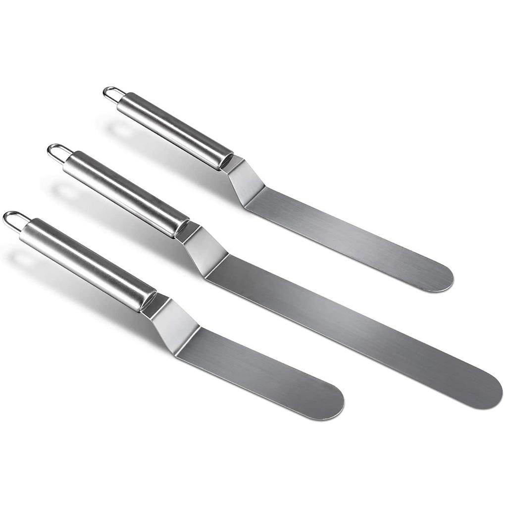 Spatula Kue Stainless Steel Gagang Metal Dengan Lubang Spatula Dekorasi Kue Baking Tool 10 &quot;