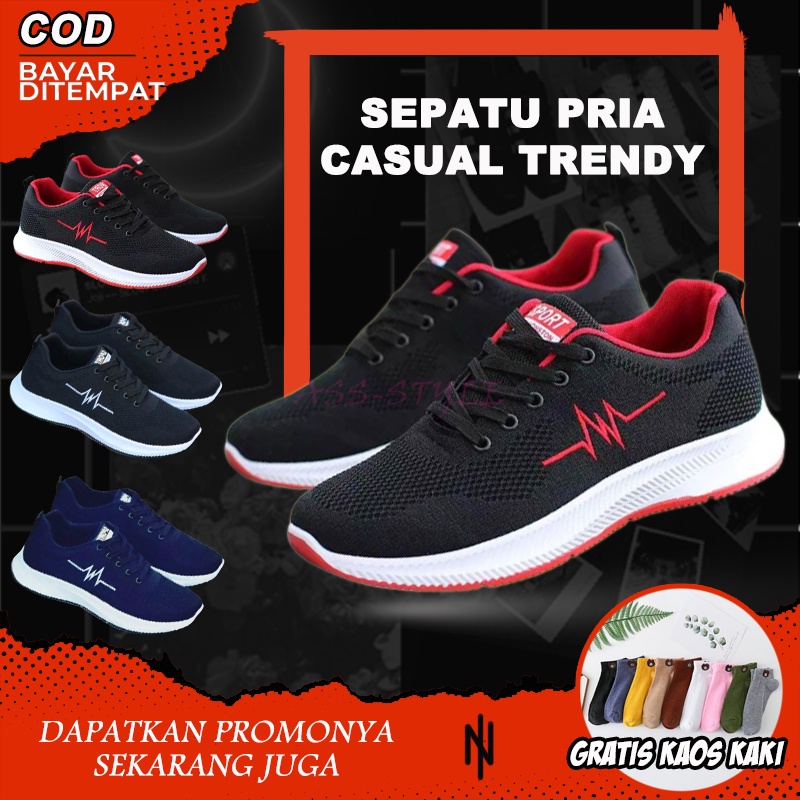 Sepatu Sneakers Pria Casual Keren Sneaker Sekolah Kerja Cowok Remaja Dewasa Warna Hitam Terbaru Keki