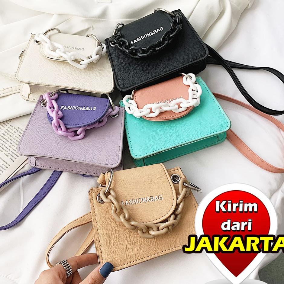 (COD-AB2J Tasready Tas Import Mini Rantai Wanita 712 Siap Kirim Gan
