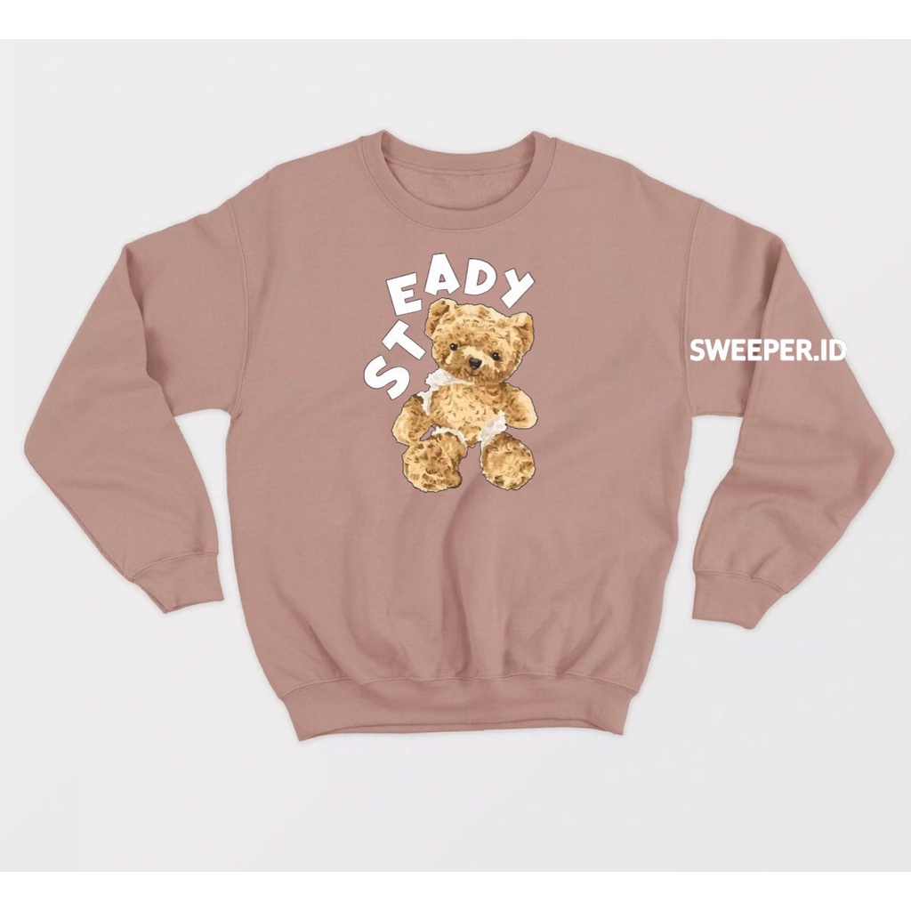 SWEATER STEADY BEAR SABLON PRINTING BAHAN FLEECE BAHAN FLEECE