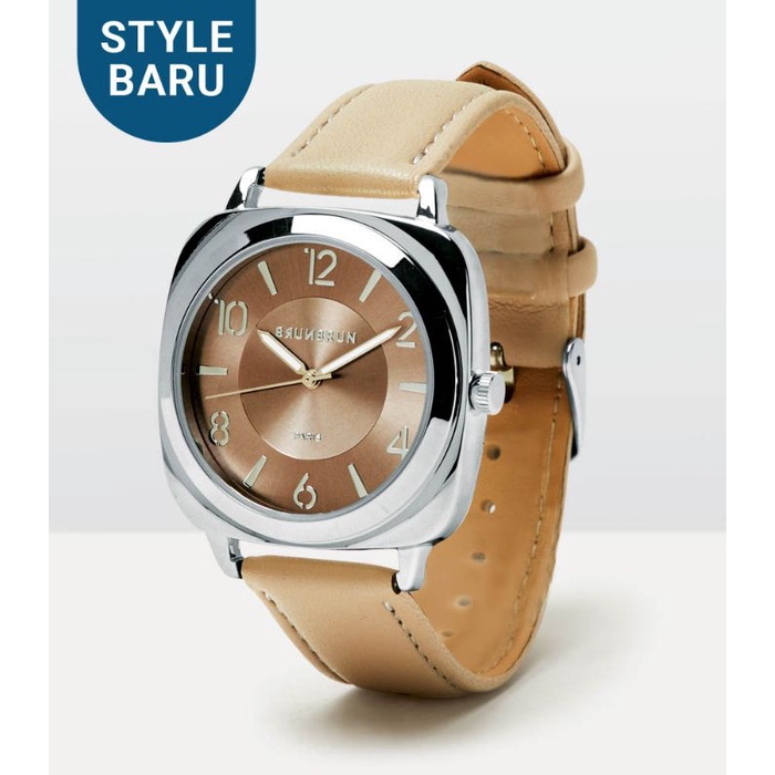 Jam Kulit Wanita Emas Mewah Murah Analog Arden Beige Original Brunbrun Paris Promo Terbaru Fashion B