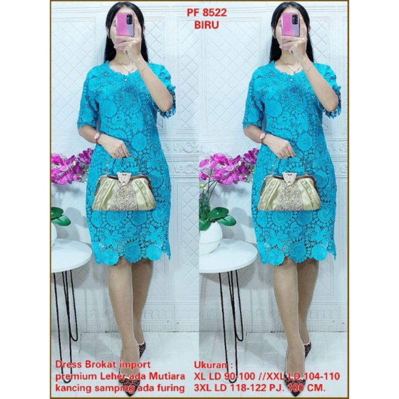 Dress brokat wanita import, Dress full brokat