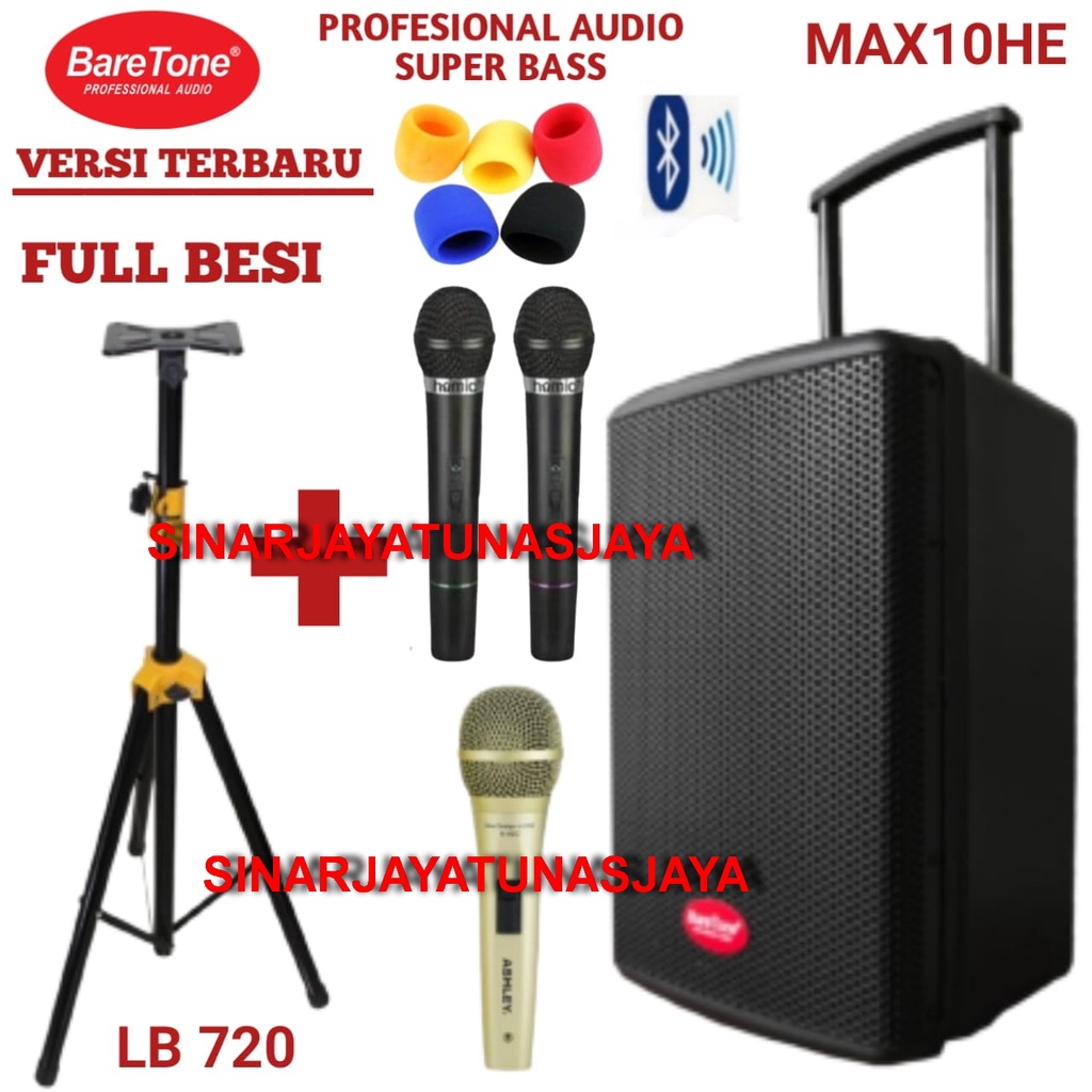 speaker aktif protable Baretone 10inch MAX10HE bluetooth max10 he