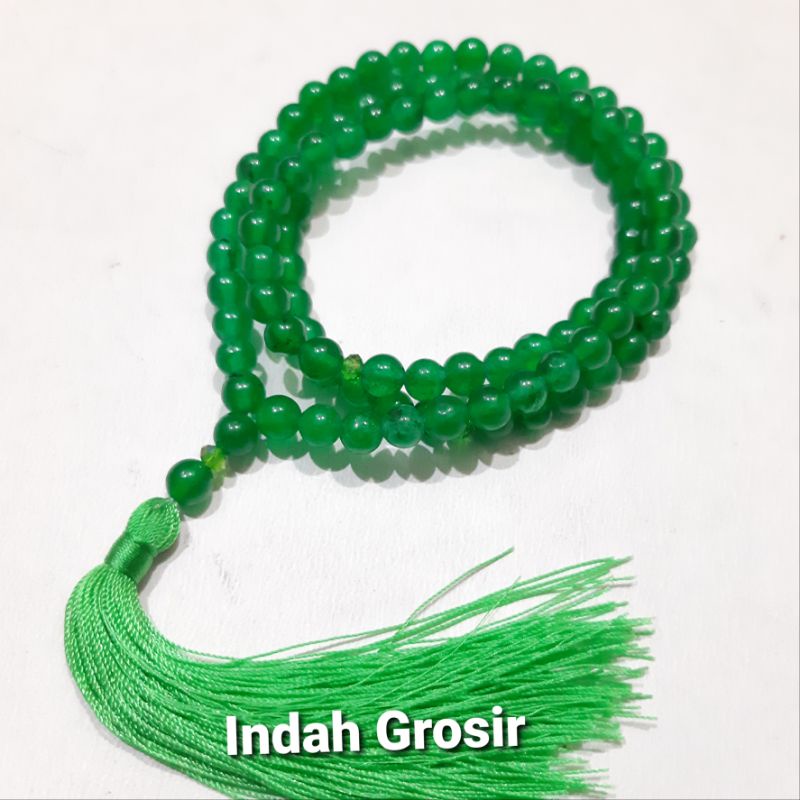 Tasbih Batu Giok Hijau Kristal 6mm 99Butir Natural