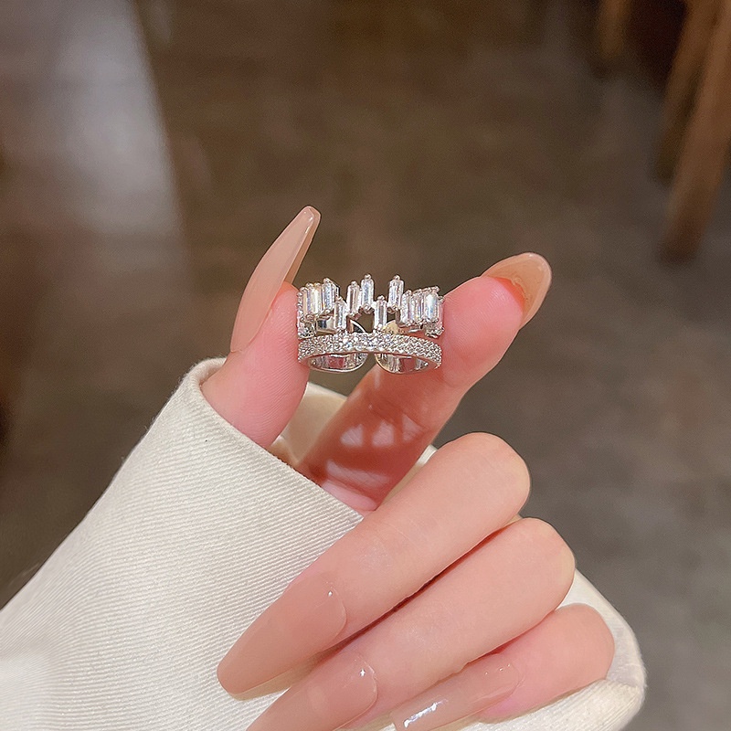 Cincin Jari Telunjuk Model Lapis Ganda Bahan Zirkon Dapat Disesuaikan