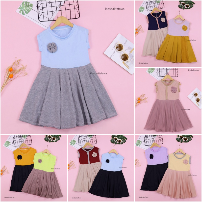 Dress Bilqis size Bayi - 6 Tahun / Dres Yukensi Murah Baju Anak Perempuan Cewek Harian Gaun Import