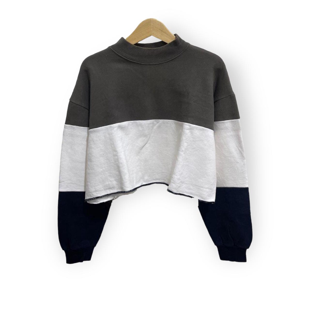 BW STRIPE COMBI SWEATSHIRT CROOPE (ic)