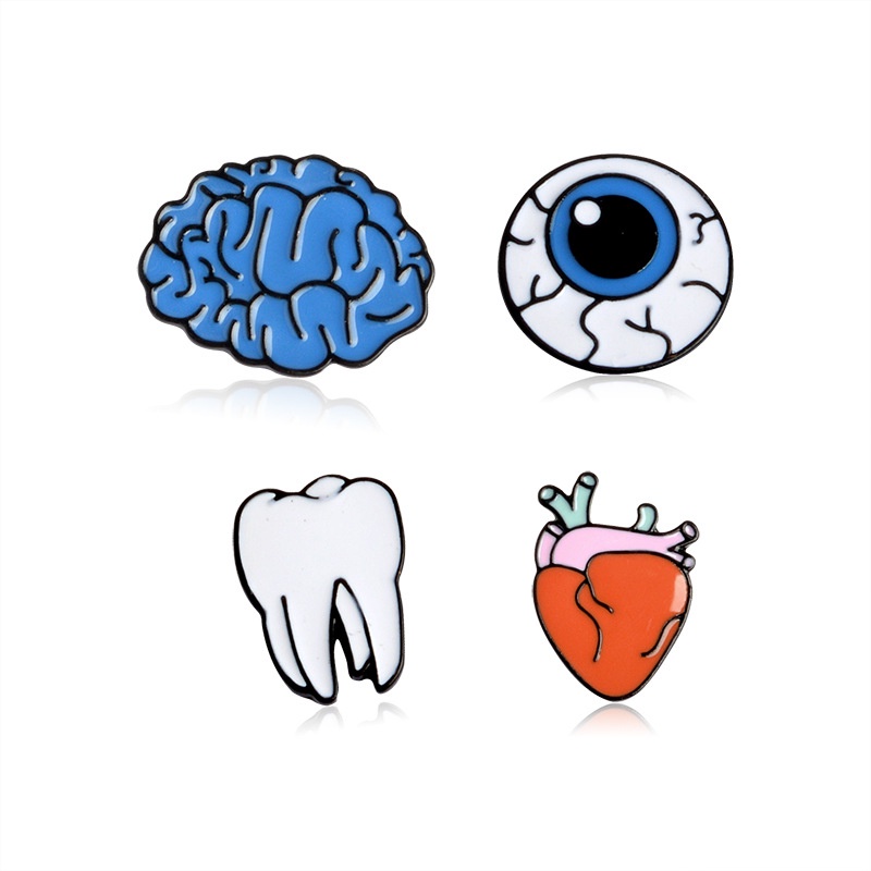 Bros Pin Enamel Bentuk Organ Tubuh Manusia Mata Otak Gigi Untuk Aksesoris Halloween