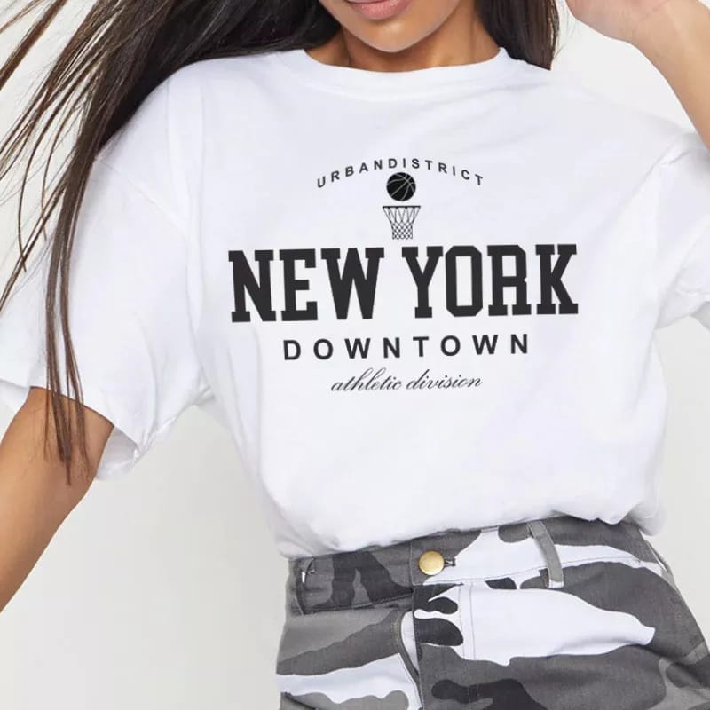 Kaos New York Downtown Wanita Import Atasan Dewasa New York City Oversize Jumbo T-shirt Oversize Wanita Lengan Panjang Kaos Wanita Lengan Pendek Kekinian 2022 Kaos Distro Wanita Oversize Tebal Kaos Cewek Distro Premium Termurah T shirt Wanita Murah Ori