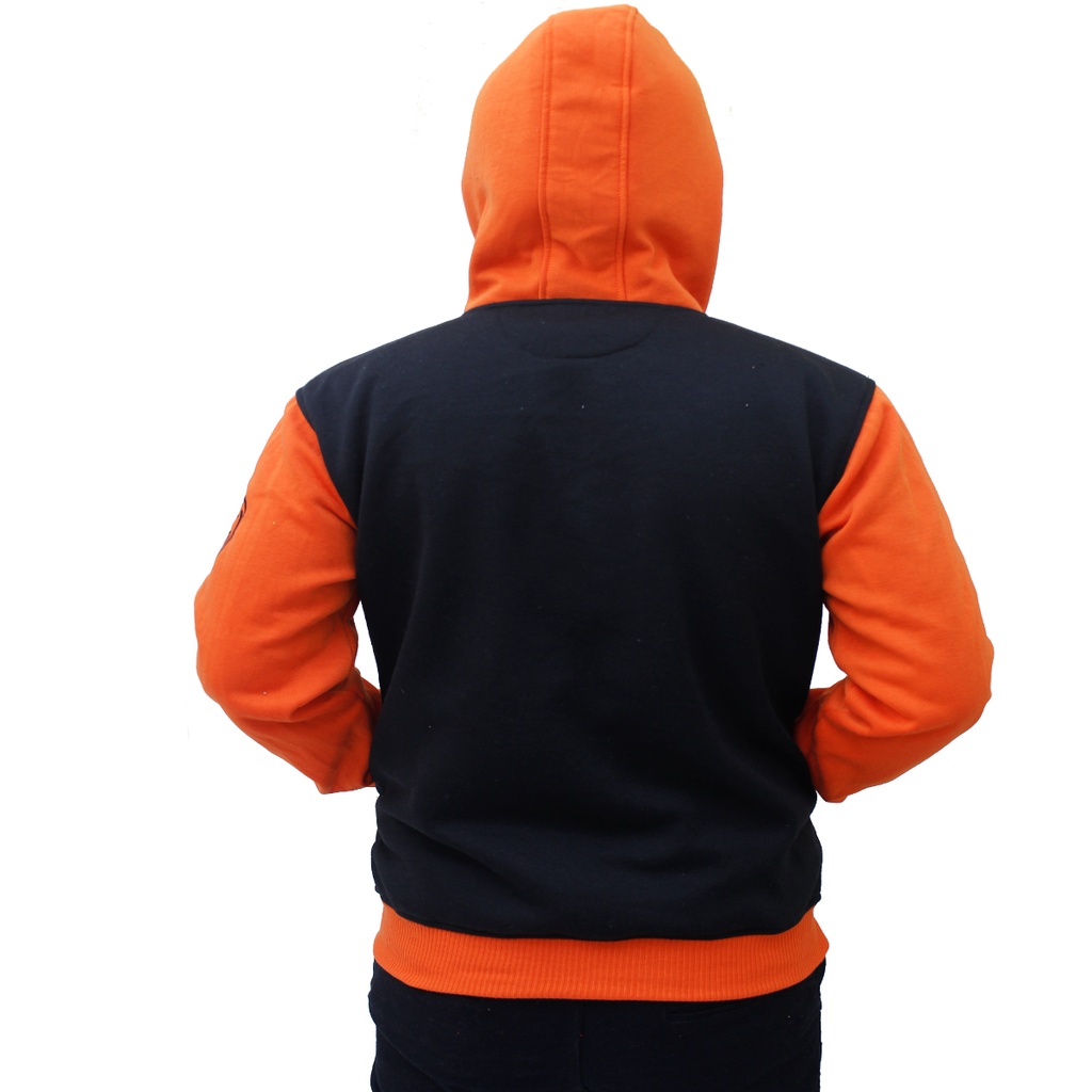 Jaket Sweater Hoodie Zipper Jec Apparel Premium Orange Hitam