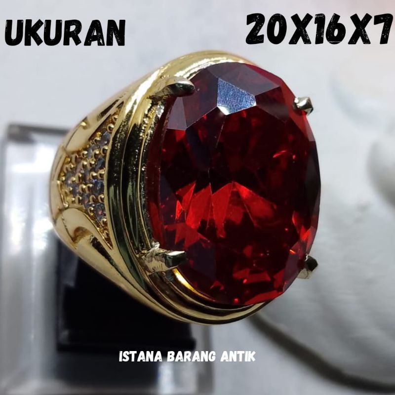 CINCIN BATU PERMATA MERAH SIAM CUTTING JUMBO ASLI BANGKOK TOP QUALITY