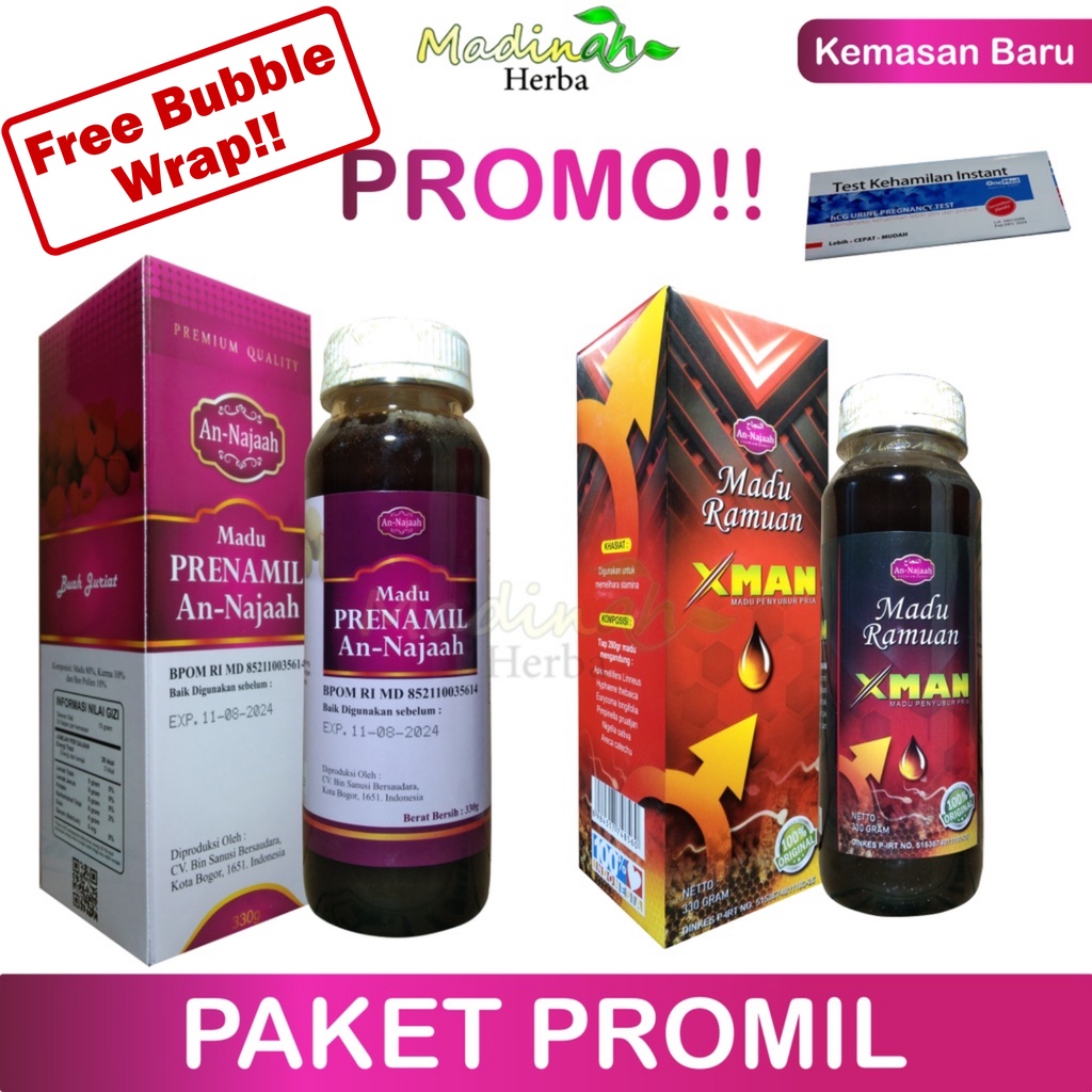 [ PAKET ] Promil Madu Zuriat PROMIL An-Najaah Dan Madu XMAN Penyubur Pria Dewasa free Tes Pack 1 Untuk Suami dan Istri