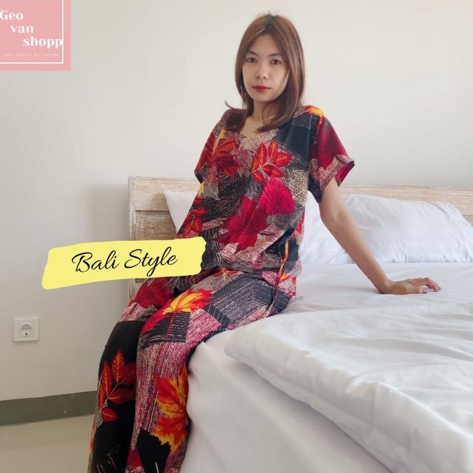 Babydoll Setelan Celana Panjang Bali Oneset Rasta Black - Baju Tidur Best Seller