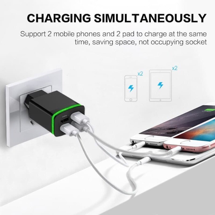 Adaptor Charger PINZY T22 4 Port USB  3.1A Quick Charge