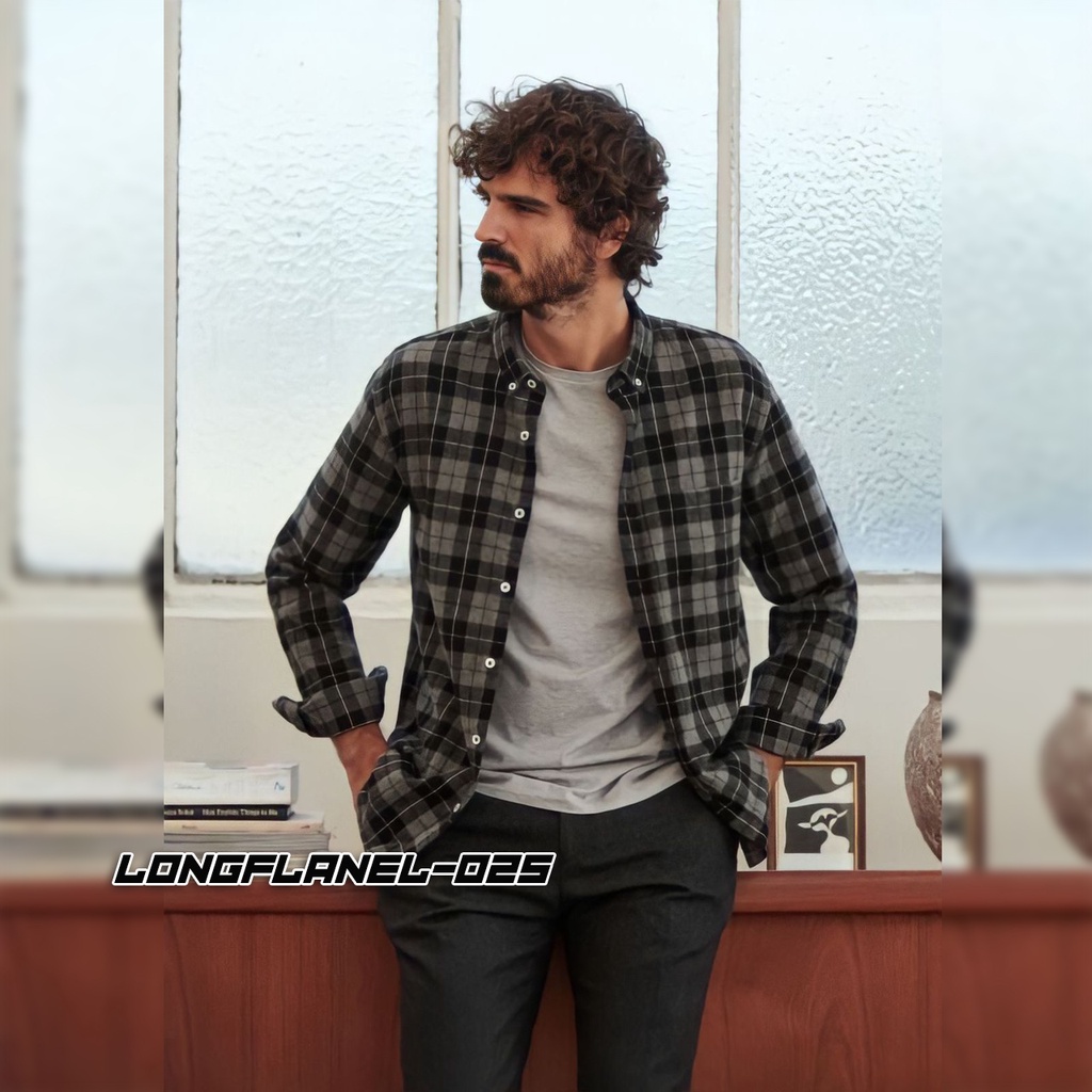 KEMAJA FLANEL BECCO.ID ORIGINAL KEMEJA CASUAL PRIA KEMEJA FLANEL PANJANG ABU GREY