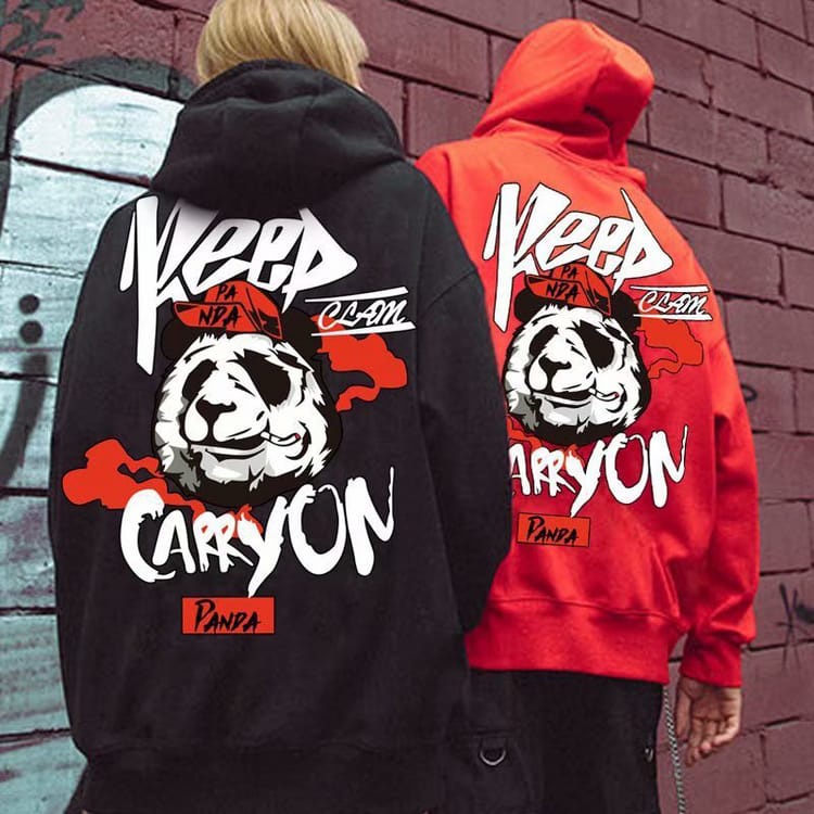 Sweater Hoodie PANDA REED CALM CARRYON Jumper Pria Wanita Bahan Fleece Tebal Ukuran S M XL XXL XXXL