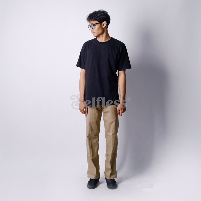 Selfless - Celana Chino Standar Reguler Straight Fit Panjang Pria Celana Chinos Cinos Panjang Loose Baggy Kombor Lebar Lurus Gober Komprang