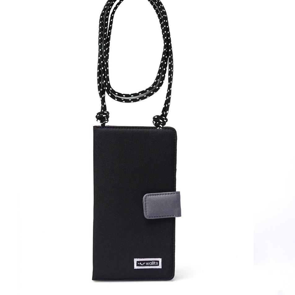 Harga Termurah Wallts Delmont Black Charcoal - Tas Dompet HP Handphone Selempang Wanita dan Pria Phone Wallet