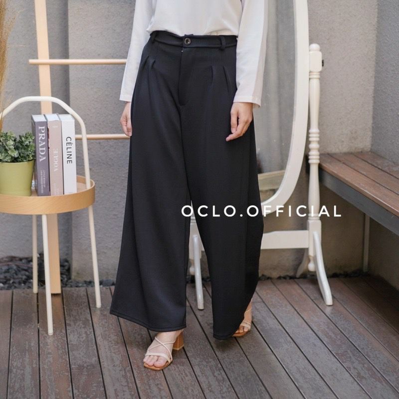 BELLA SLIT PANTS Kulot highwaist celana kulot bahan polyester loose pants