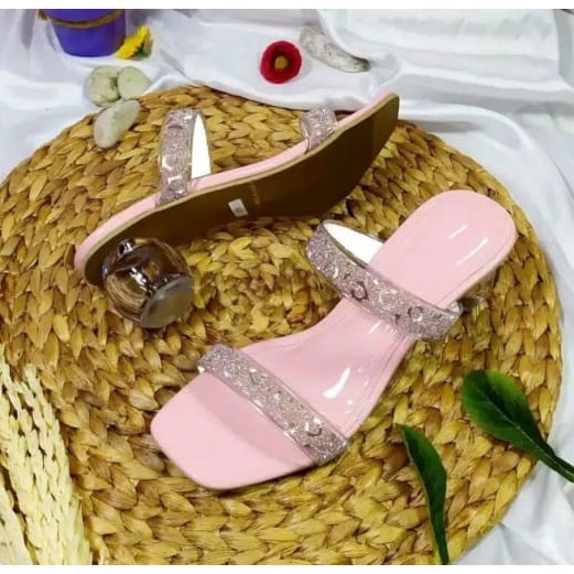 sandal hak tinggi hak kaca bola mdII terbaru