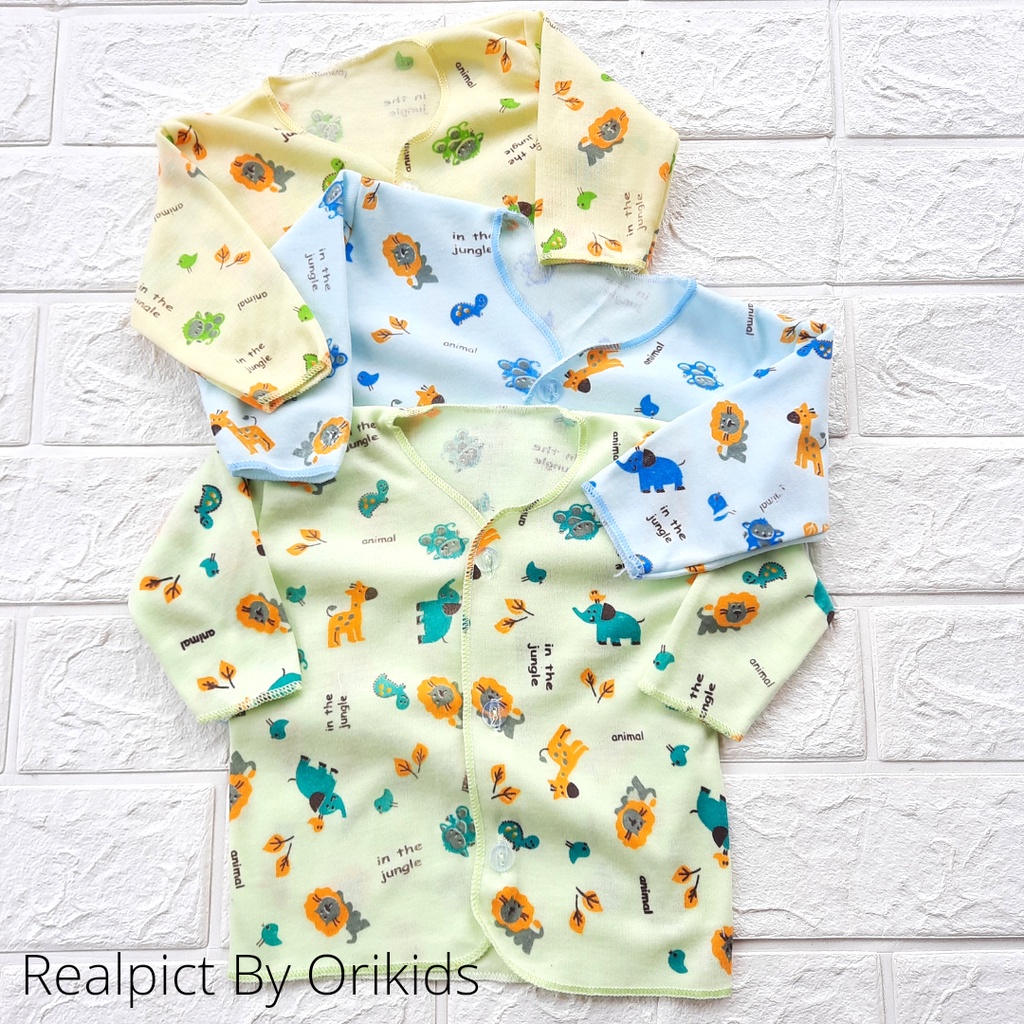 Orikids 3 Pcs Baju Panjang Bayi Baru Lahir Lusinan Motif Lembut Tebal