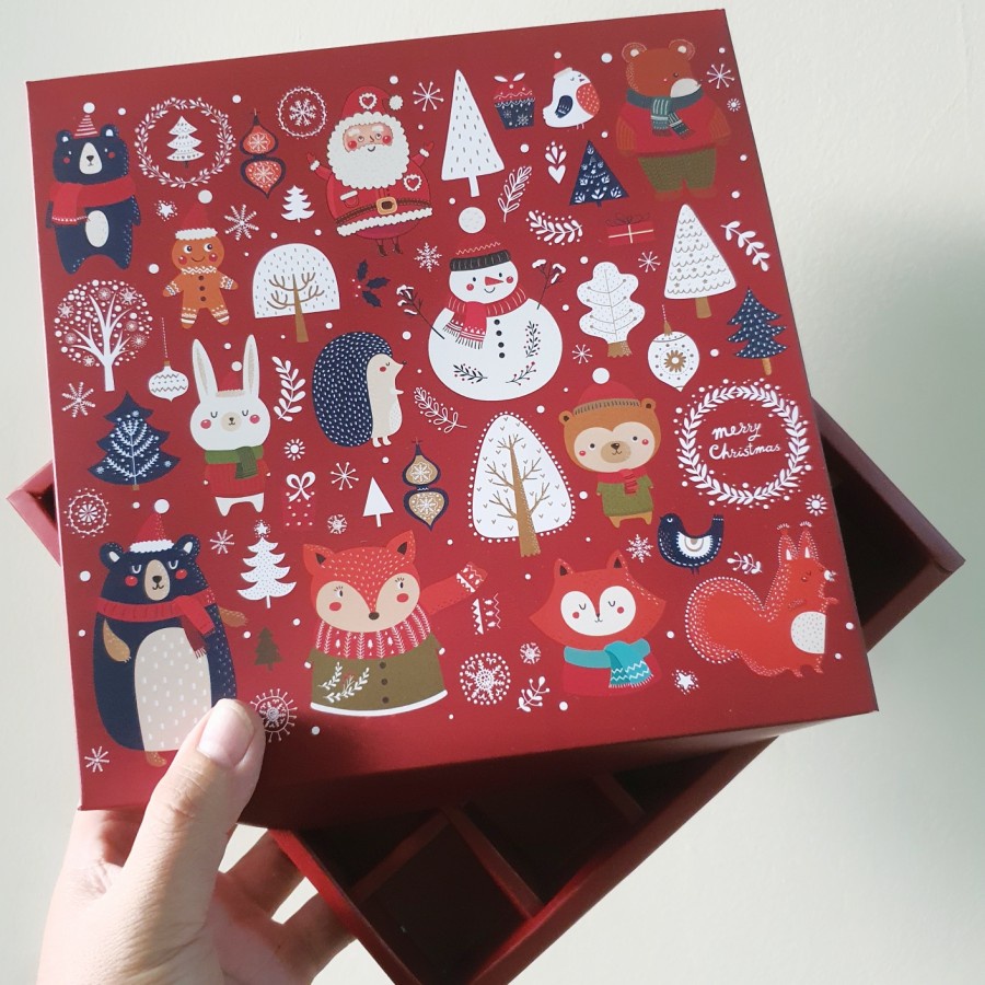 

(5pcs)kardus sekat 25 dus nastar classic box coklat brownies mini kotak kemasan packaging hampers natal merry christmas xmas edisi winter