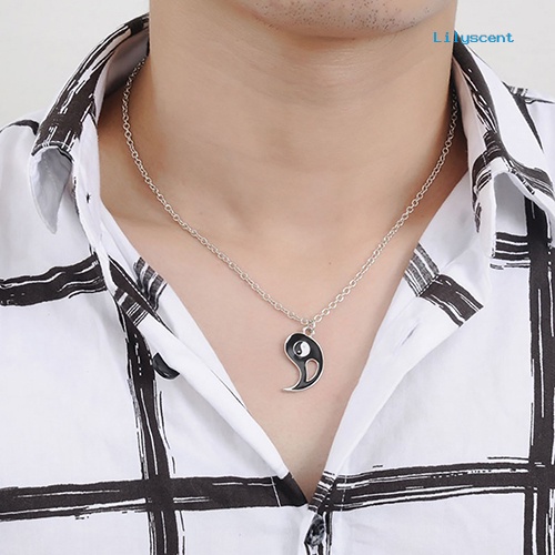 [LSFA] 2pcs/set Sahabat Tai Chi Yin Yang Berongga Liontin Split Matching Kalung