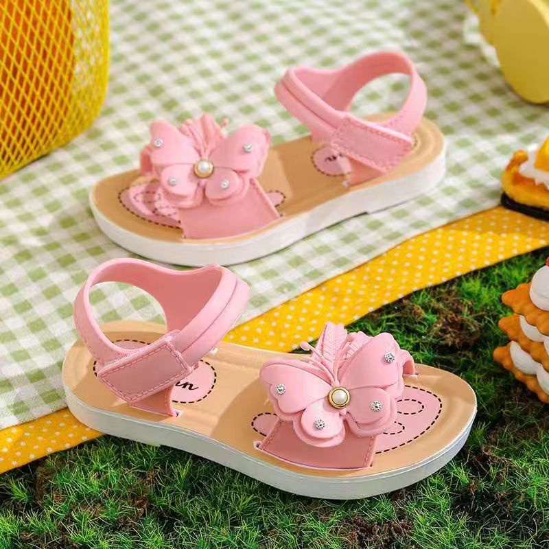 Okaybaby B235 Sandal Flat Kupu Kupu Anak Perempuan Lucu Lembut Import Termurah Kekinian Sendal Casual