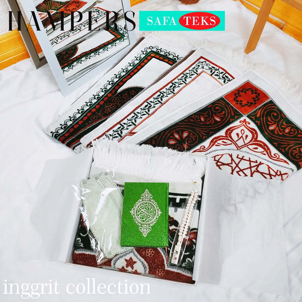 Paket kado sajadah premium SAFATEKS, Sajadah seserahan ,hampers Sajadah Premium