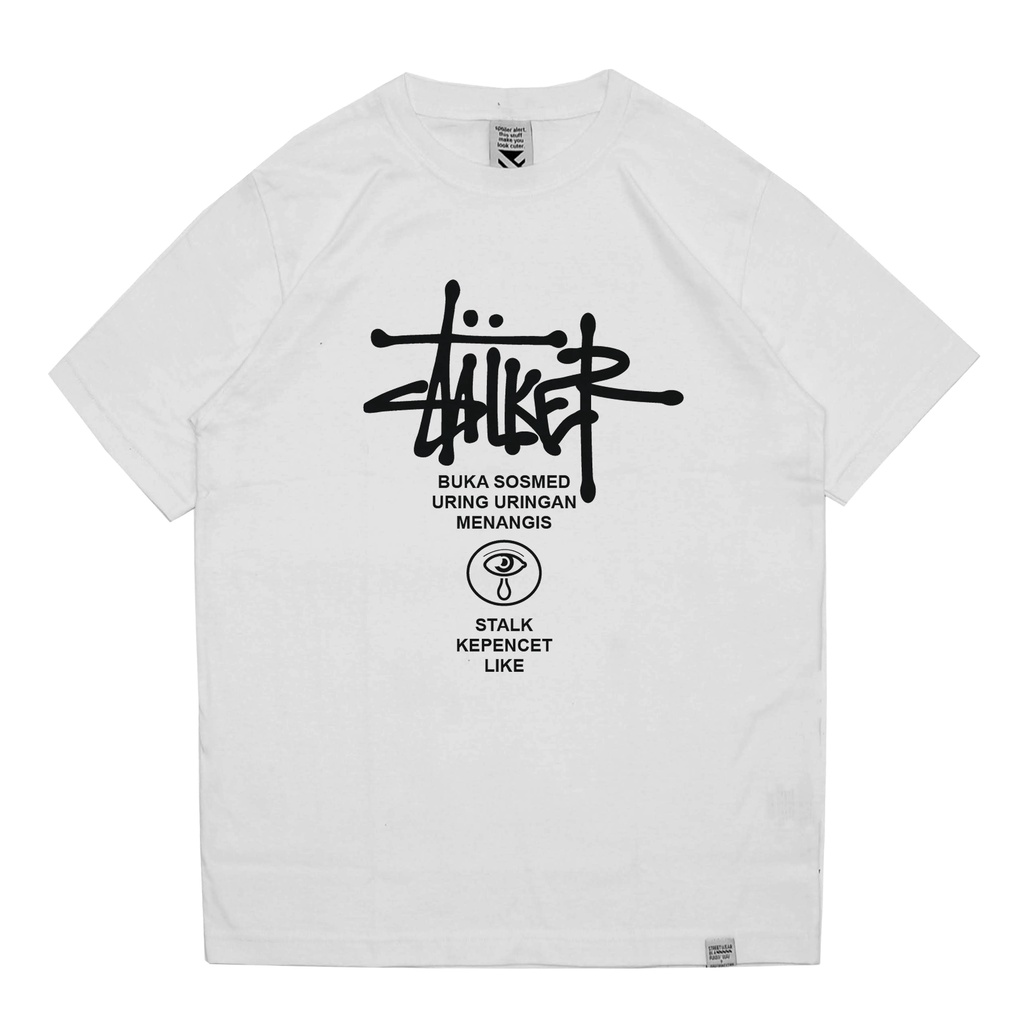 Zerotwentytwo T-Shirt Stalker White | Kaos Pria Parodi Plesetan Lucu Stussy