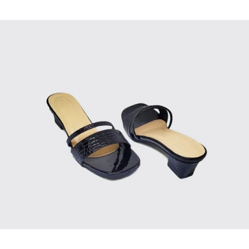 Sandal Higheels MK-123 Wanita Ukuran Besar hitam 41.45 Sendal Slop Croco Cantik OVERSIZE Sendak Pesta