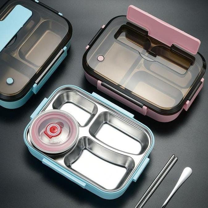 Jual KOTAK MAKAN 4 SEKAT /LUNCH BOX STAINLESS TAHAN PANAS DAN ANTI