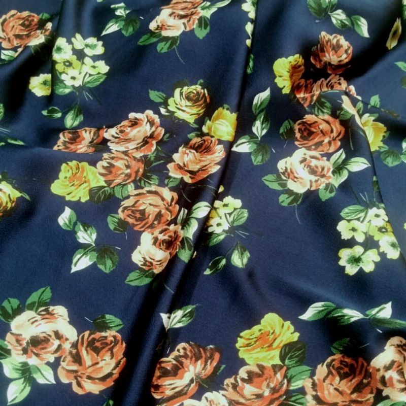 kain silk premium- kain motif bunga - bahan silk motif SQ