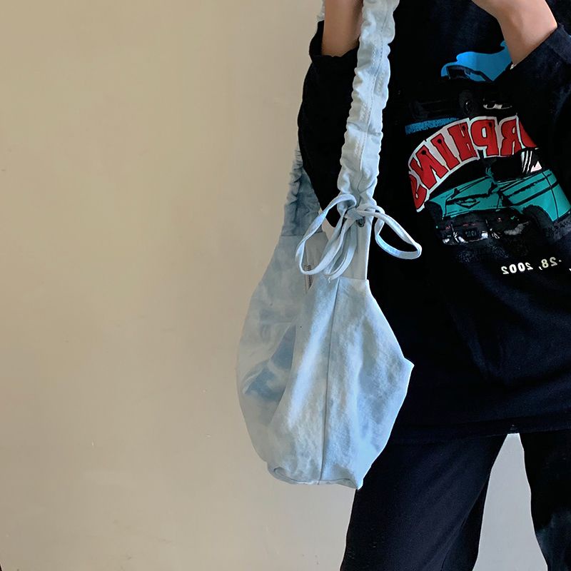 ◊₪Tas Kanvas Wanita In Style Messenger Tas Tas Bahu Kapasitas Besar Tie-Dye 2020 Baru Trendi All-Match Kerutan Tas Pangsit