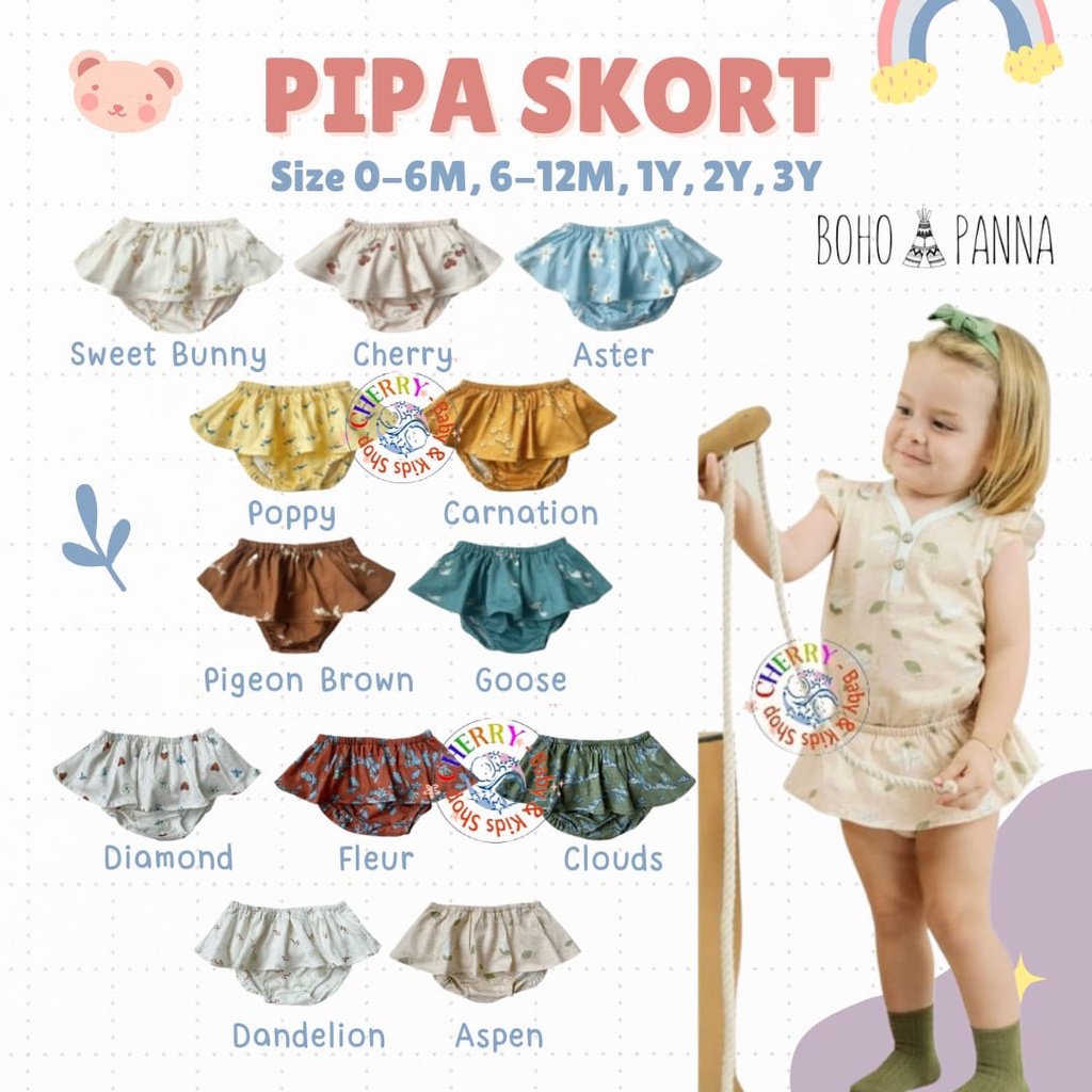 BOHOPANNA Celana Pendek Anak Pipa Skort 0-2 Tahun Rok Anak CBKS
